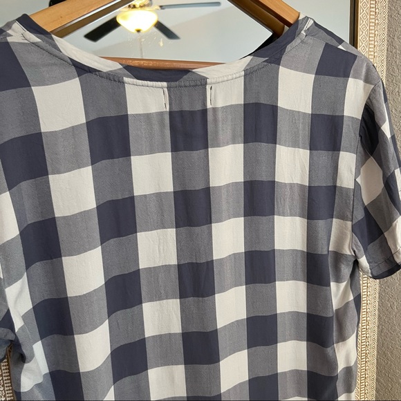 Cloth & Stone Blue Gray Gingham Short Sleeve Tunic Top - Picture 5 of 5